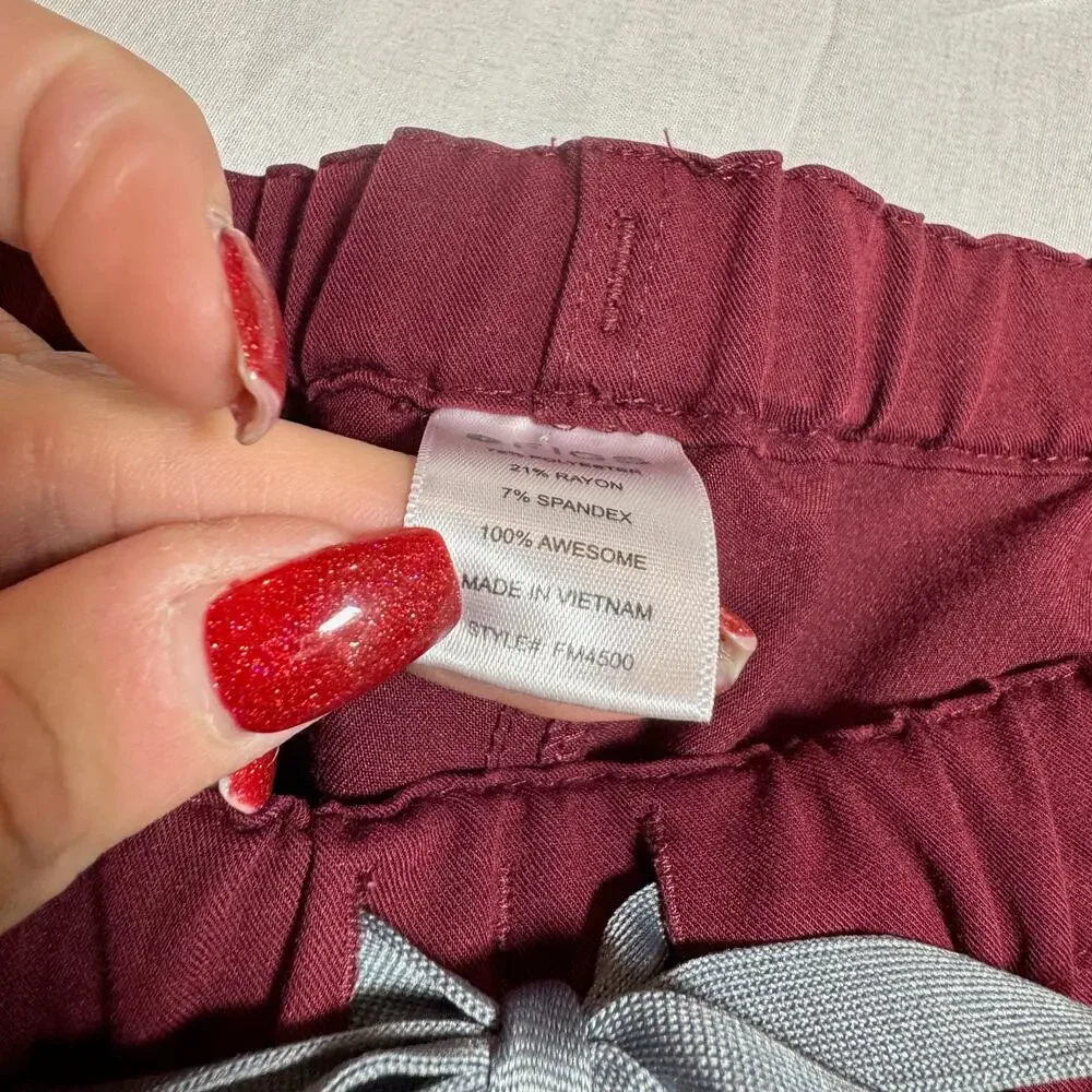 FIGS Pisco Basic Scrub Pants Burgundy Maroon Men’s XXL 2XL PO 1810 Bottoms Red